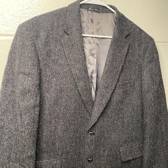 JEAN PAUL GERMAIN Mens Black Gray Wool Tweed Sport Coat Blazer JACKET Size 44 R - Picture 2 of 16